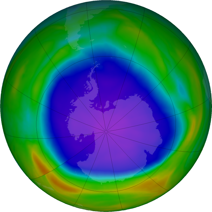 Antarctic ozone map for 29 September 2021
